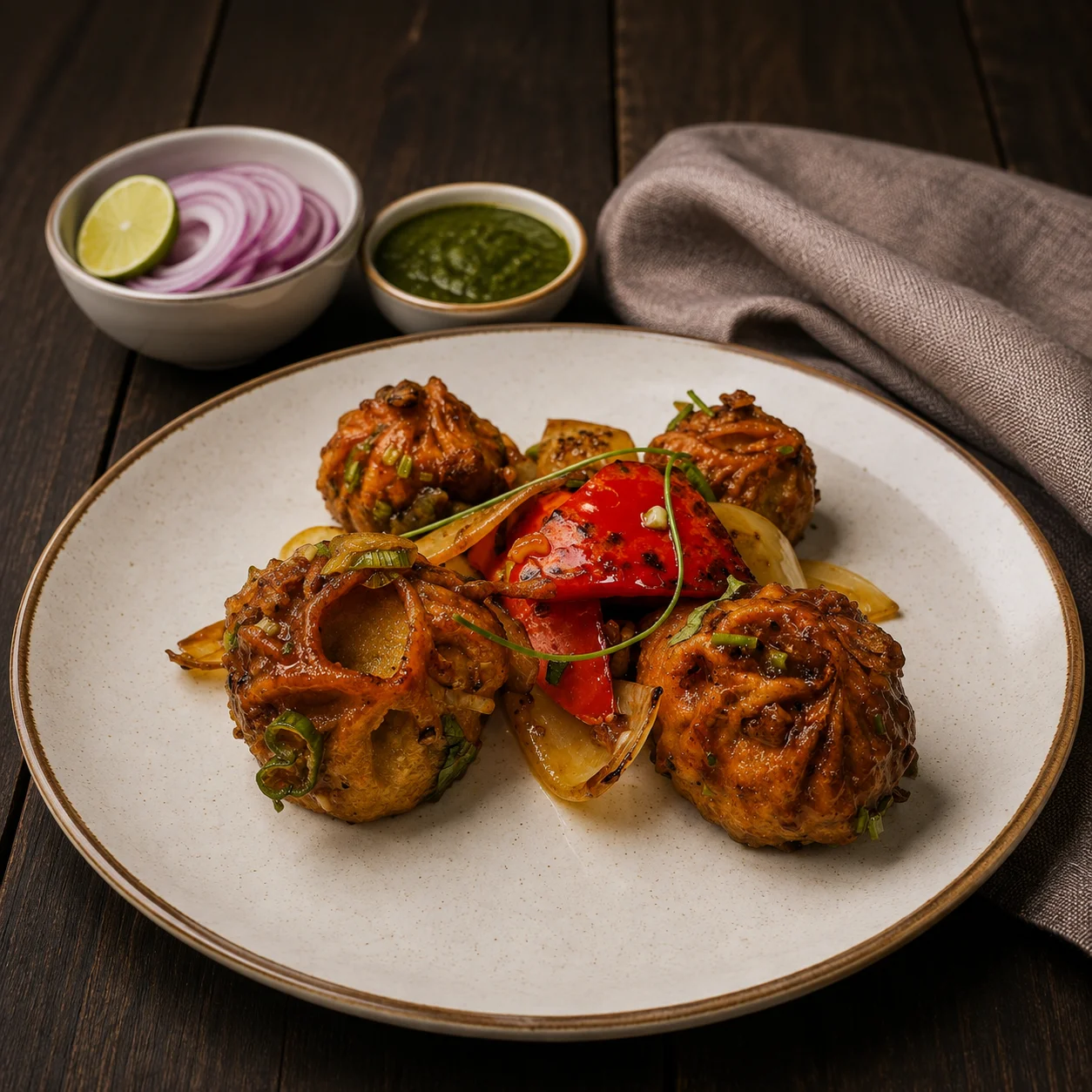 CHILLI CHICKEN MOMOS